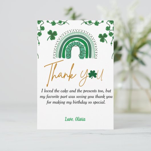 Sint patrick's dag shamrock verjaardag dank je kaa (Staand voorkant)