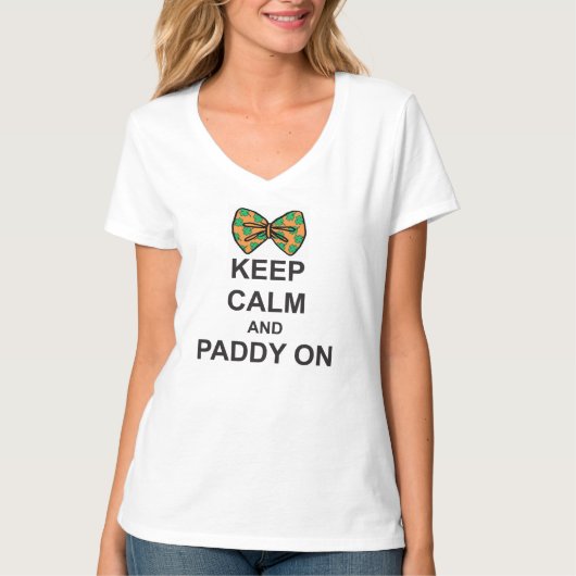 Sint-Patricks Dag T-Shirt BEWAREN CALM en PADDY OP (Voorkant)