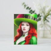Sint-Patricks-dag vrouw in Green Tophat-Briefkaart Briefkaart (Staand voorkant)