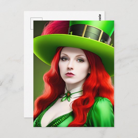 Sint-Patricks-dag vrouw in Green Tophat-Briefkaart Briefkaart (Voorkant / Achterkant)