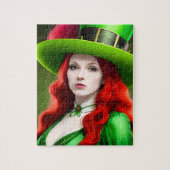 Sint-Patricks-dag vrouw in Green Tophat Legpuzzel (Verticaal)