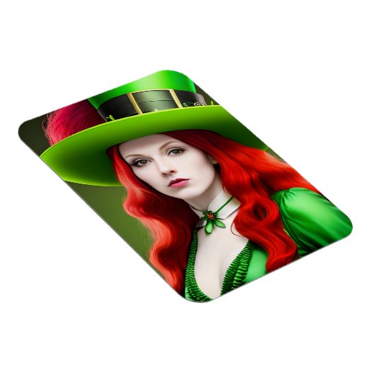 Sint-Patricks-dag vrouw in Green Tophat Magneet (Rechterzijde)