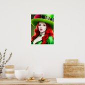 Sint-Patricks-dag vrouw in Green Tophat Poster (Keuken)
