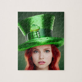 Sint-Patricks-dag vrouw in Tophat Legpuzzel