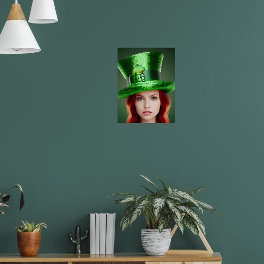 Sint-Patricks-dag vrouw in Tophat Poster (Woonkamer 1)