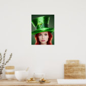 Sint-Patricks-dag vrouw in Tophat Poster (Keuken)