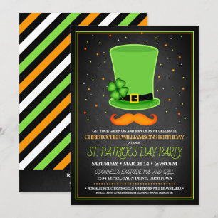 Sint-Patrick's Day Adult Birthday Party Kaart