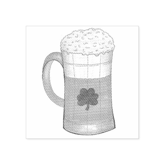Sint Patrick's Day Beer Mok Shamrock Clover Rubberstempel (Afrduk)