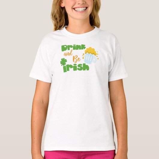 Sint Patrick's Day, Bier, Drink en Iers zijn T-shirt (Voorkant)