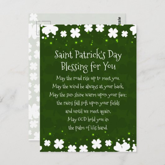 Sint Patrick's Day Blessing May the Road Rise Up Briefkaart (Voorkant / Achterkant)