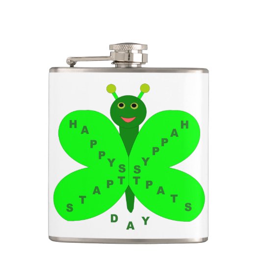 Sint Patrick's Day Butterfly Flask Heupfles (Voorkant)