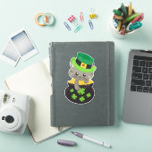 Sint Patrick's Day Cat, Clovers, Pot of Gold Sticker (iPad Cover)