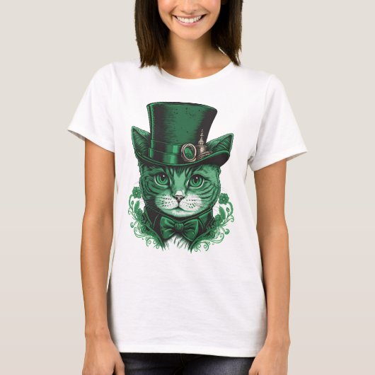 Sint Patrick's day cat T-shirt (Voorkant)