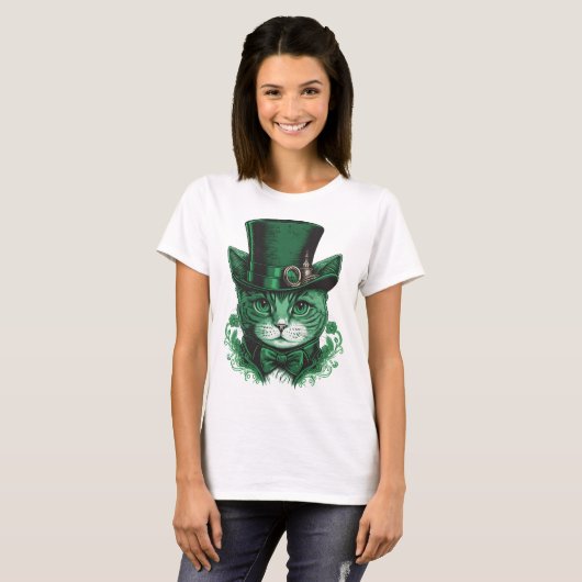 Sint Patrick's day cat T-shirt (Voorkant volledig)