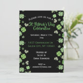 Sint Patrick's Day Celebration Black Shamrock Clov Kaart (Staand voorkant)