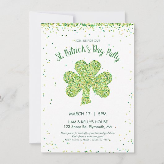 Sint Patrick's Day Celebration Shamrock Invite Kaart (Voorkant)