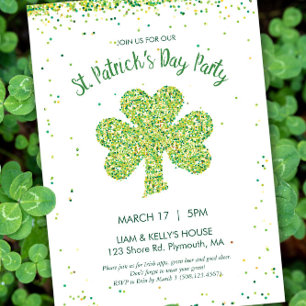 Sint Patrick's Day Celebration Shamrock Invite Kaart