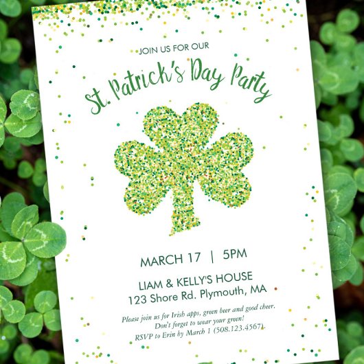 Sint Patrick's Day Celebration Shamrock Invite Kaart