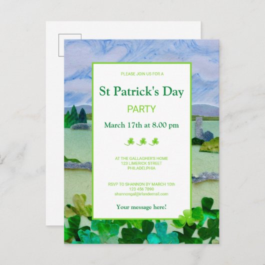 Sint Patrick's Day Celebration Uitnodiging Briefkaart (Voorkant / Achterkant)