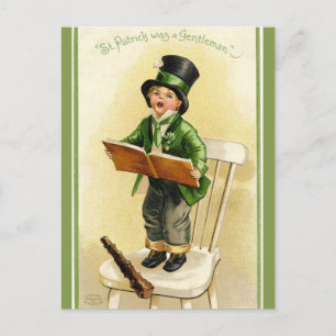  Sint Patrick's Day Child Singing Briefkaart
