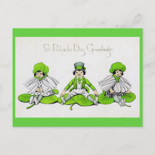 Sint Patrick's Day Children, Vintage Briefkaart