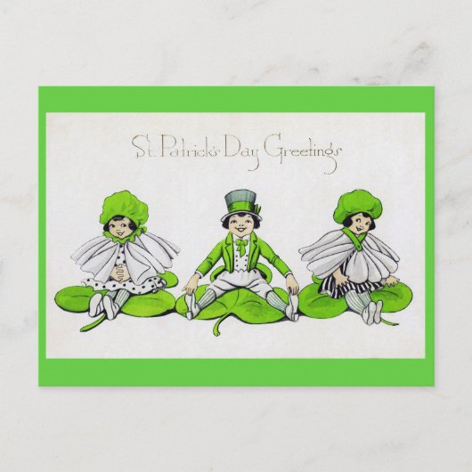 Sint Patrick's Day Children, Vintage Briefkaart (Voorkant)
