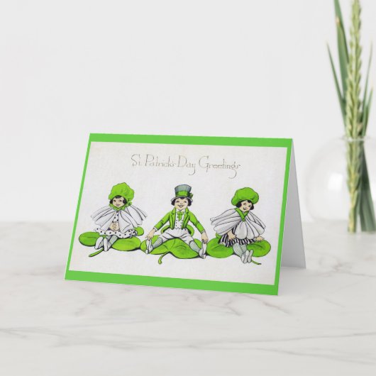 Sint Patrick's Day Children, Vintage Kaart (Voorkant)