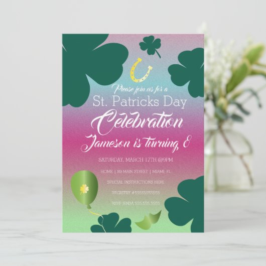 Sint-Patricks Day Clebration Shamrock Glitter Kaart (Staand voorkant)