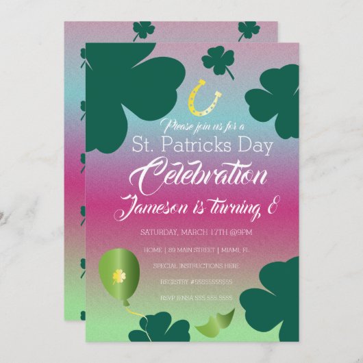 Sint-Patricks Day Clebration Shamrock Glitter Kaart (Voorkant / Achterkant)