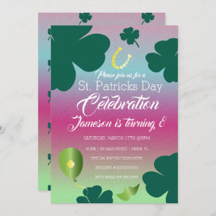 Sint-Patricks Day Clebration Shamrock Glitter Kaart