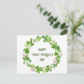 Sint Patricks Day Clover-Waterverf Wreath Briefkaart (Staand voorkant)