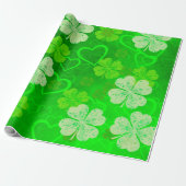 Sint-Patrick's Day Clovers and Hearts Cadeaupapier (Uitgerold)