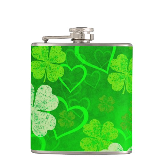 Sint-Patrick's Day Clovers and Hearts Heupfles (Voorkant)