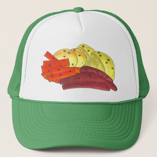 Sint Patrick's Day Corned Beef Cabbage Trucker Pet (Voorkant)