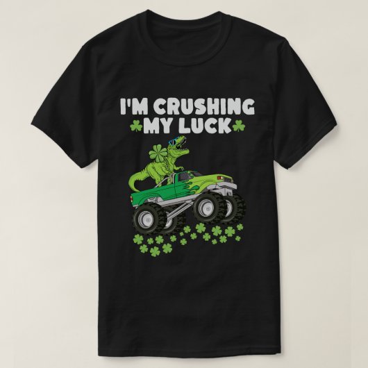 Sint Patricks Day Crushing My Luck T Rex Truck Kin T-shirt (Design voorkant)