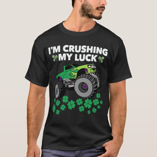 Sint Patricks Day Crushing My Luck T Rex Truck Kin T-shirt (Voorkant)