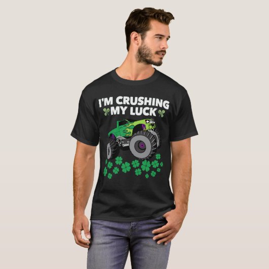 Sint Patricks Day Crushing My Luck T Rex Truck Kin T-shirt (Voorkant volledig)