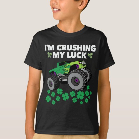 Sint Patricks Day Crushing My Luck T Rex Truck Kin T-shirt (Voorkant)