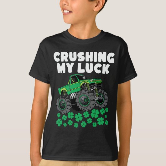 Sint Patricks Day Crushing My Luck T Rex Truck T-shirt (Voorkant)