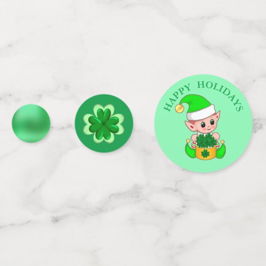 Sint Patrick's Day Cute Elf & Shamrocks Confetti (Achterkanten)
