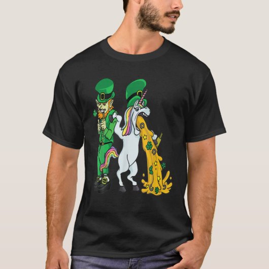 Sint Patrick's Day Drink Unicorn Leprechaun Pet V T-shirt (Voorkant)