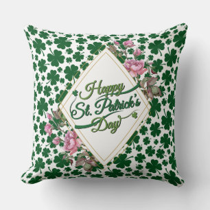Sint Patrick's Day Floral Clover Pillow Kussen