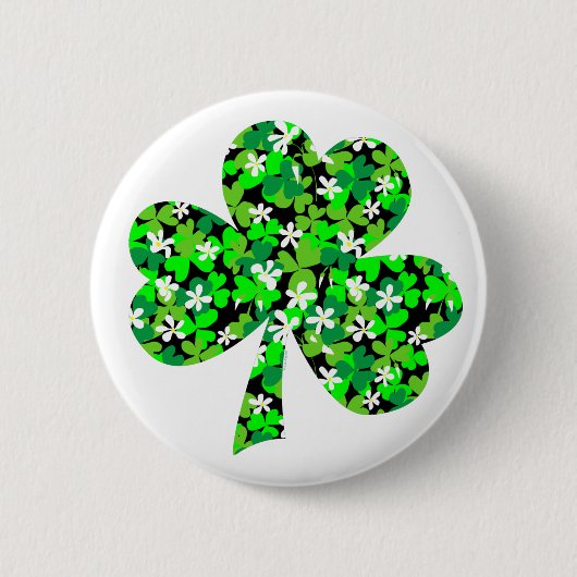 Sint Patrick's Day Floral Shamrock Button (Voorkant)