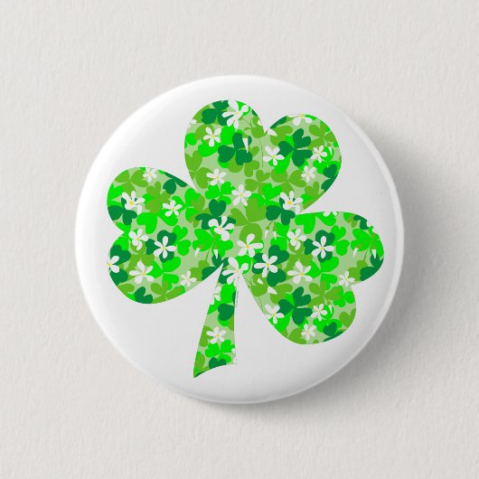 Sint Patrick's Day Floral Shamrock Ronde Button 5,7 Cm (Voorkant)