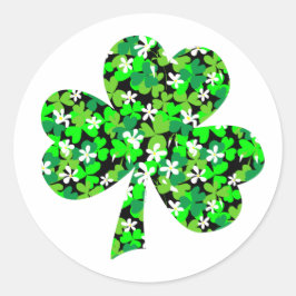 Sint Patrick's Day Floral Shamrock Ronde Sticker