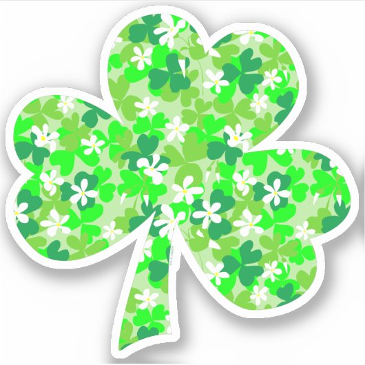 Sint Patrick's Day Floral Shamrock Sticker (Voorkant)