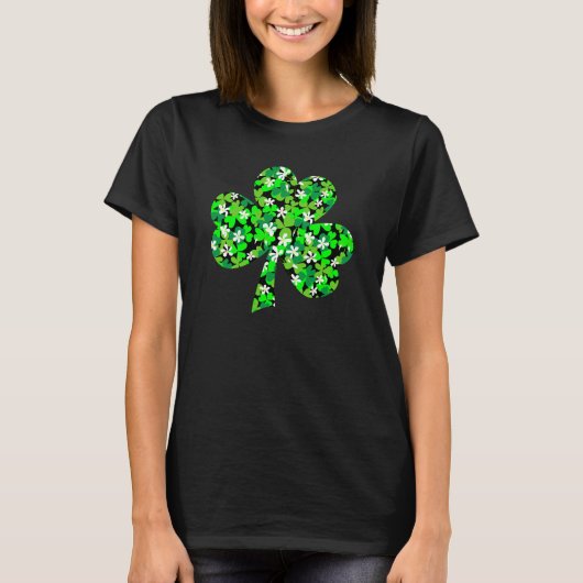 Sint Patrick's Day Floral Shamrock T-Shirt (Voorkant)