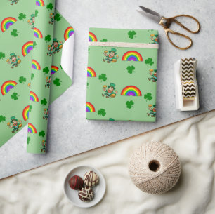 Sint Patrick's Day geluksmakende regenboogleprecha Cadeaupapier