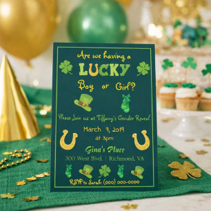 Sint-Patrick's Day Gender onthulling Trendy Invita Kaart