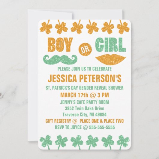 Sint Patrick's Day Gender Rebability Invitations Kaart (Voorkant)